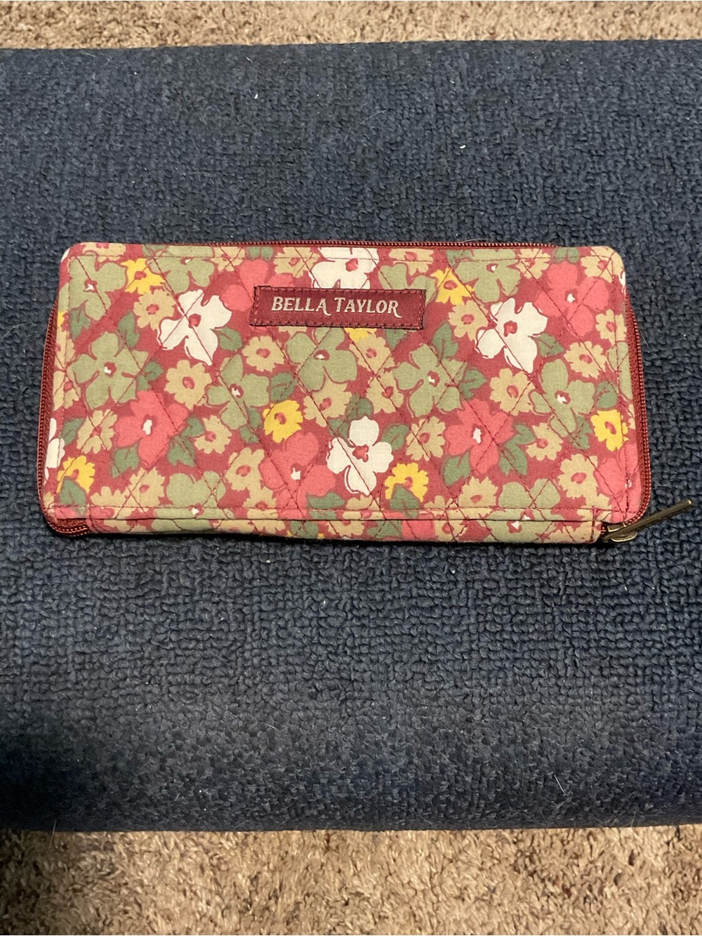 Bella Taylor Quilted Floral Zip Wallet - Red & Green